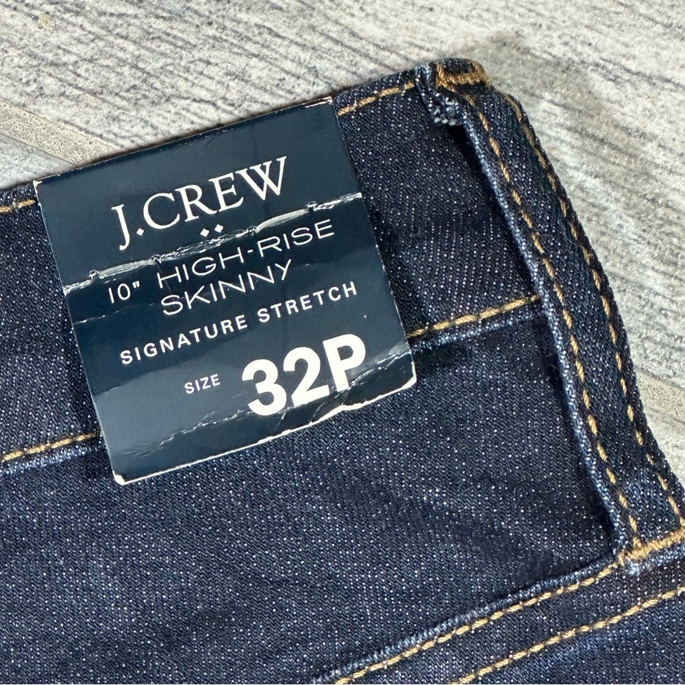 NWT J. CREW 10” High Rise Skinny Dark Wash Signature Stretch 32 Petite - Picture 11 of 12